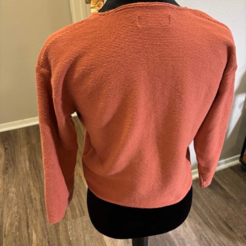 Madewell Texture & Thread Burnt Orange Y2K Tie Front Crop Top Womens XS - Picture 3 of 4